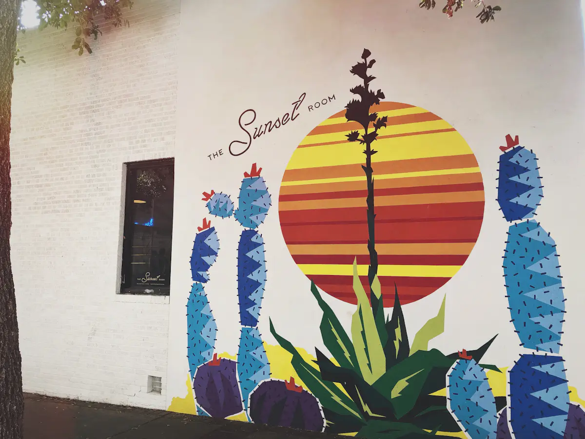 Colorful mural artwork on an Austin building